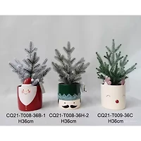 Northlight 14.75" Mini Frosted Artificial In Santa Pot 1 Foot Christmas Tree