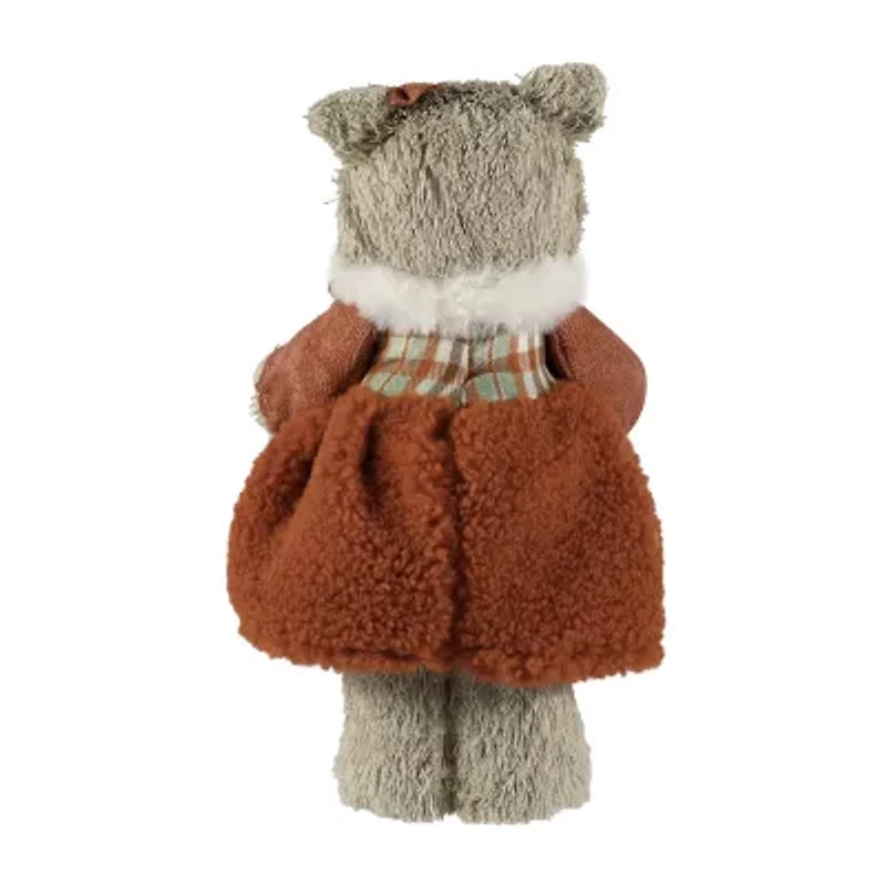 Northlight 10" Woodland Girl Bear Holding Wreath Christmas Figurine