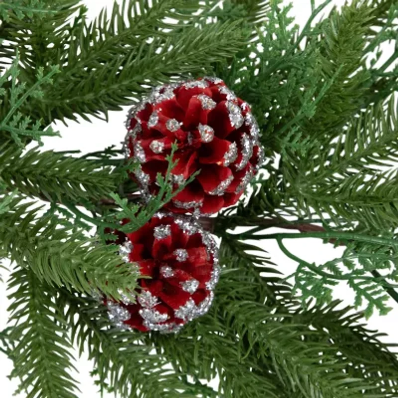 Northlight 7ft X 12" Wind River Fir With Glittered Pinecones Artificial Christmas Indoor Garland