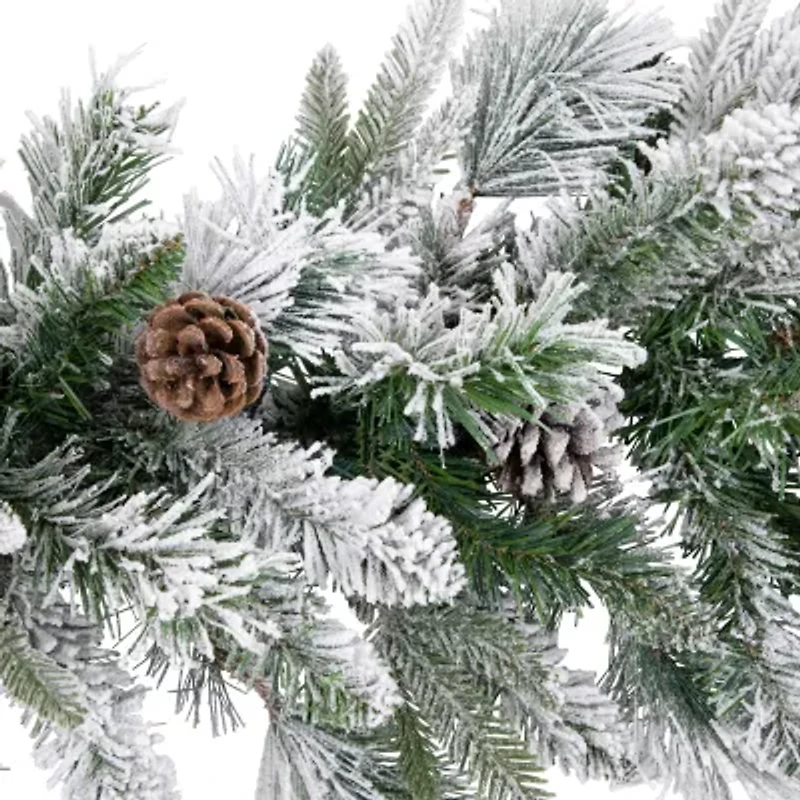 9' x 14'' Pre-Lit Flocked Mixed Rosemary Emerald Pine Artificial Christmas Garland - Clear LED Lights