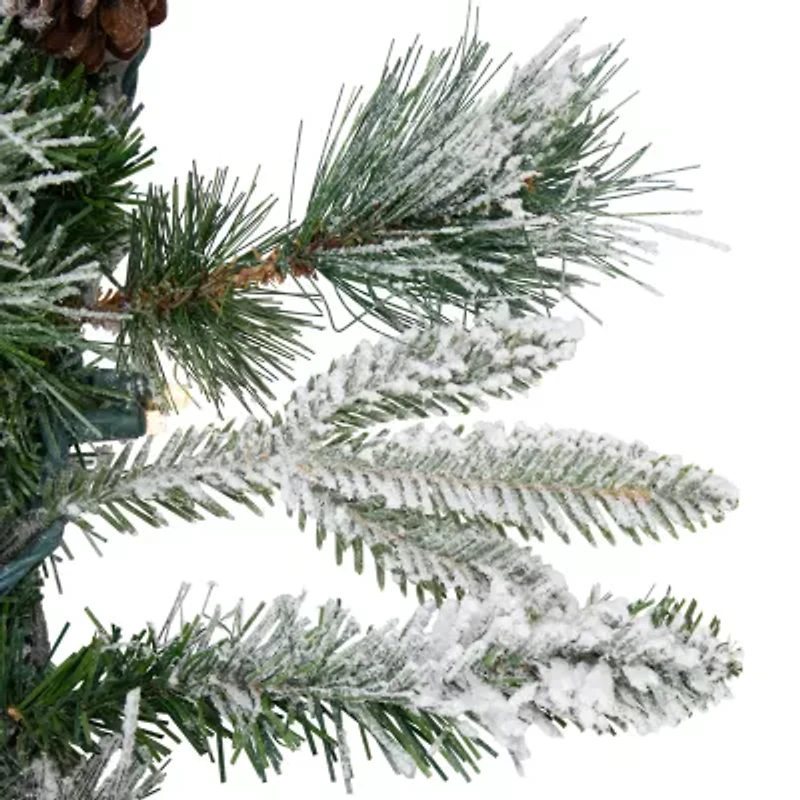 9' x 14'' Pre-Lit Flocked Mixed Rosemary Emerald Pine Artificial Christmas Garland - Clear LED Lights
