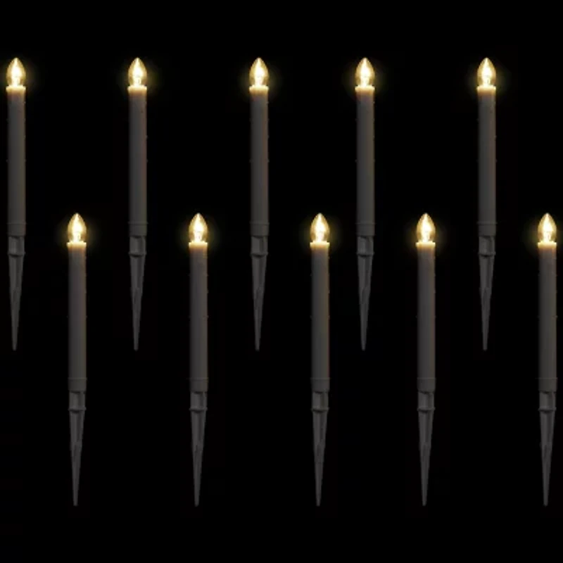 10ct White C7 Candle Pathway Markers Christmas Lights  8'' White Wire