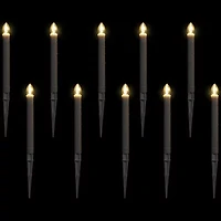 10ct White C7 Candle Pathway Markers Christmas Lights  8'' White Wire