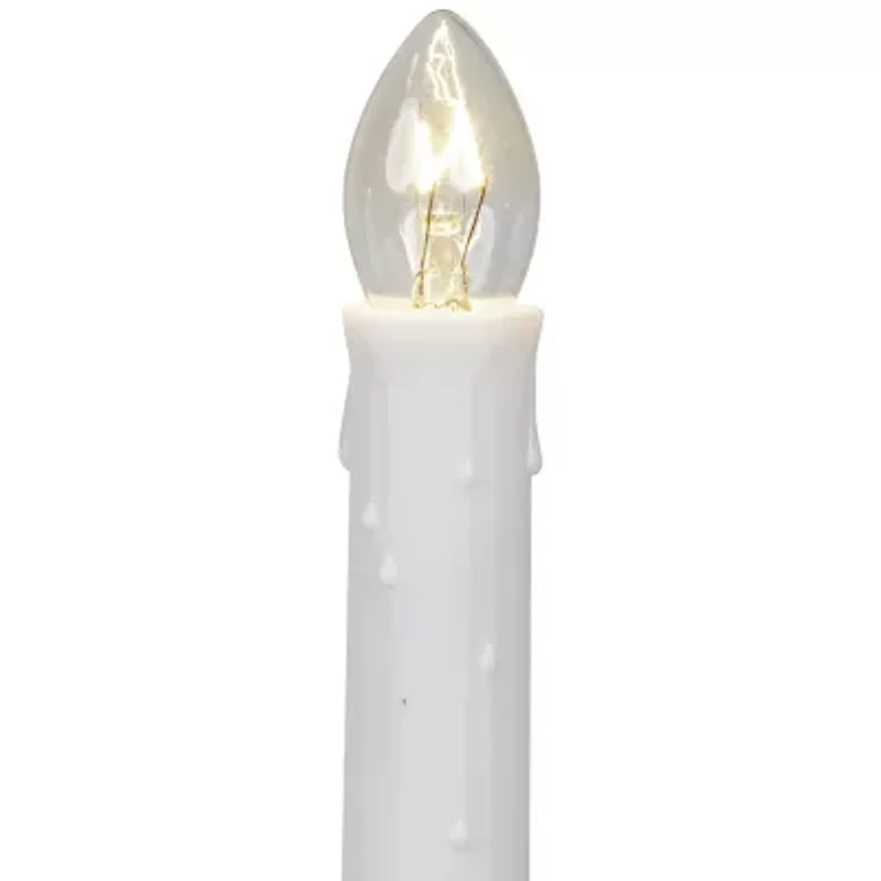 10ct White C7 Candle Pathway Markers Christmas Lights  8'' White Wire