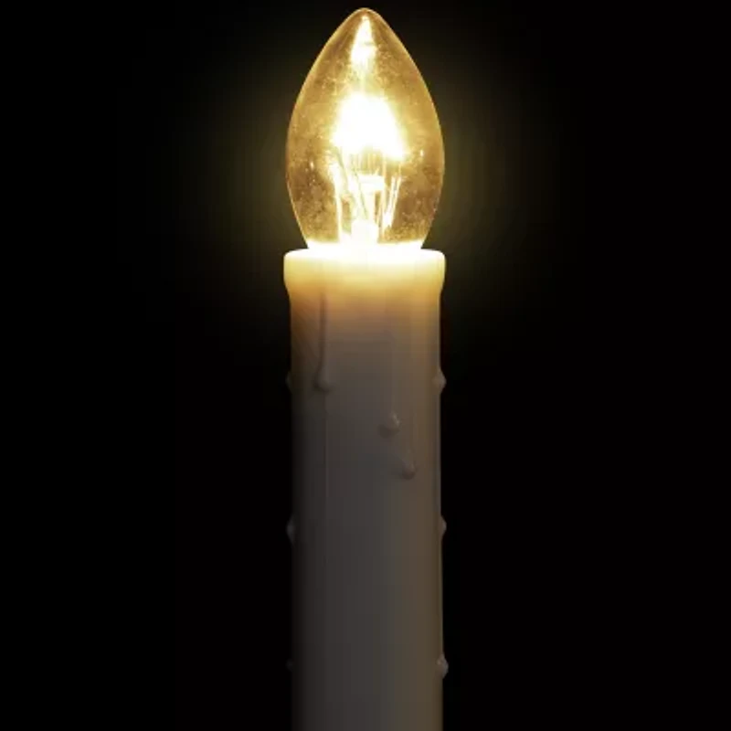 10ct White C7 Candle Pathway Markers Christmas Lights  8'' White Wire
