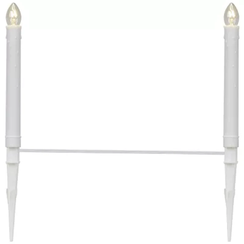 10ct White C7 Candle Pathway Markers Christmas Lights  8'' White Wire