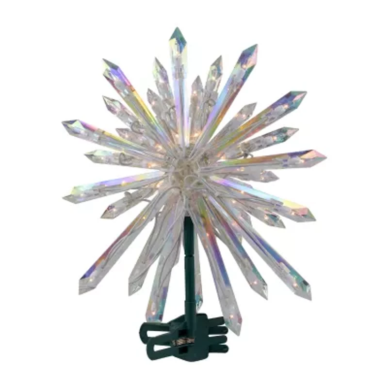 14'' Clear Lighted Iridescent Icicle Christmas Tree Topper - Clear Lights