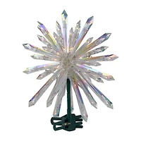 14'' Clear Lighted Iridescent Icicle Christmas Tree Topper - Clear Lights