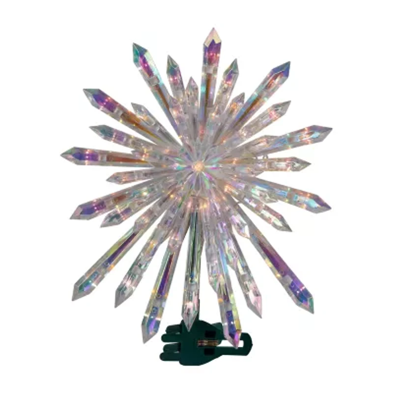 14'' Clear Lighted Iridescent Icicle Christmas Tree Topper - Clear Lights