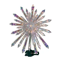 14'' Clear Lighted Iridescent Icicle Christmas Tree Topper - Clear Lights