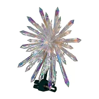 14'' Clear Lighted Iridescent Icicle Christmas Tree Topper - Clear Lights