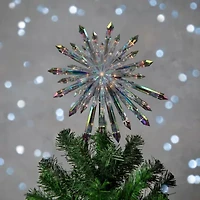 14'' Clear Lighted Iridescent Icicle Christmas Tree Topper - Clear Lights