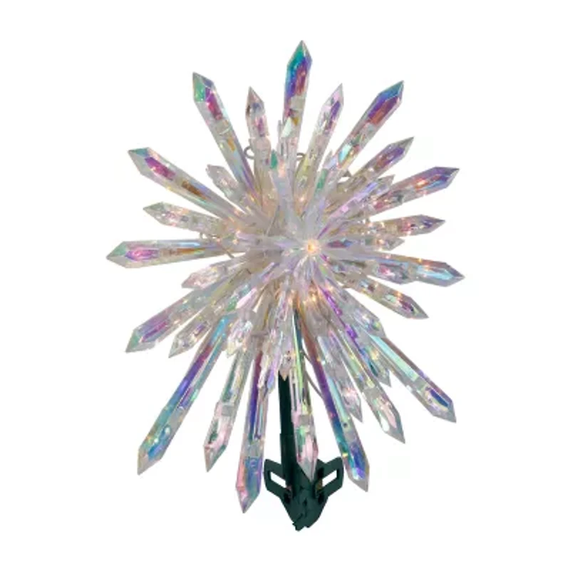 14'' Clear Lighted Iridescent Icicle Christmas Tree Topper - Clear Lights