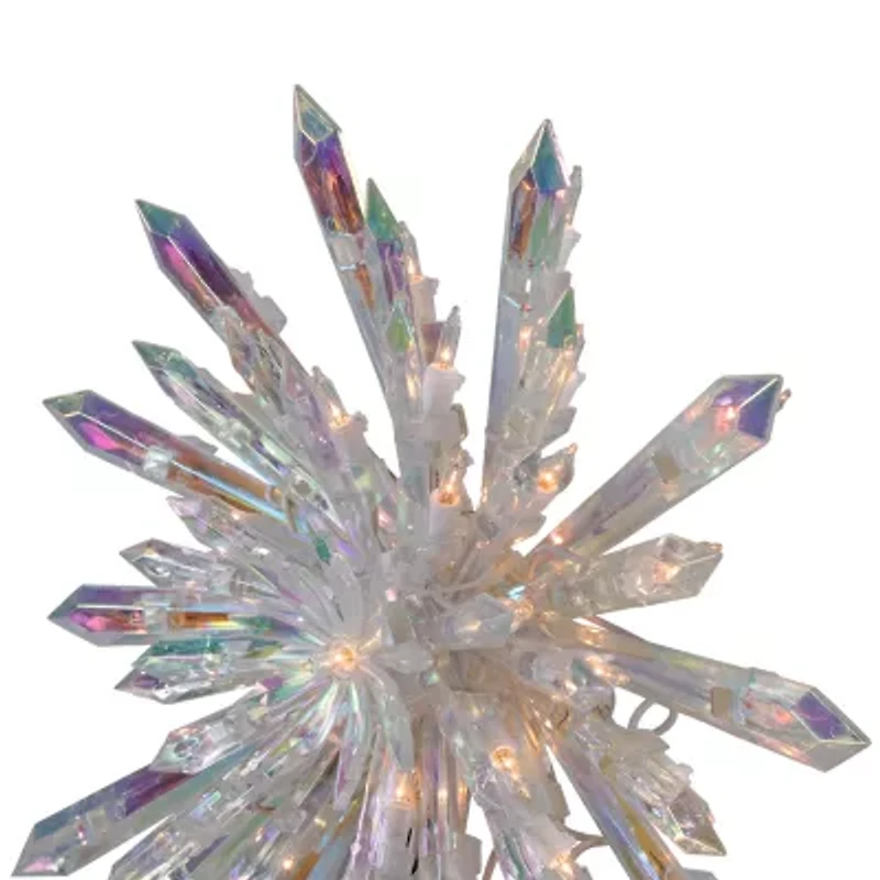 14'' Clear Lighted Iridescent Icicle Christmas Tree Topper - Clear Lights