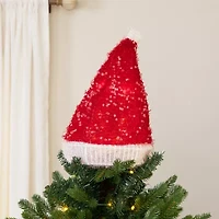 12.25'' Lighted Santa Hat Christmas Tree Topper  Clear Lights