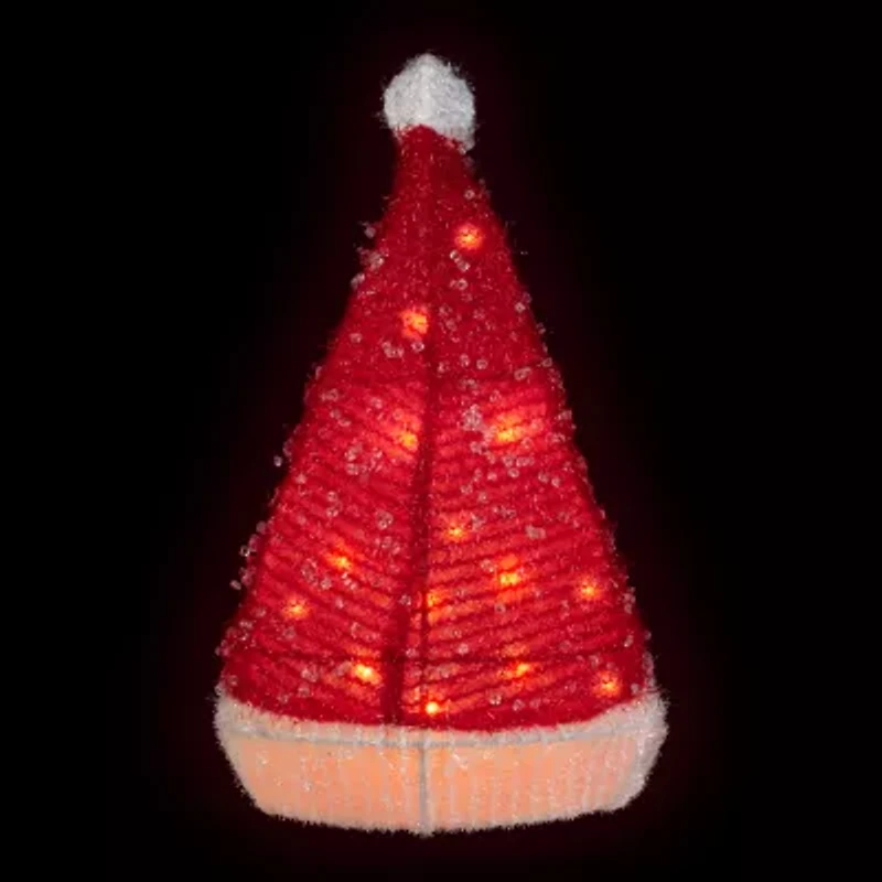 12.25'' Lighted Santa Hat Christmas Tree Topper  Clear Lights