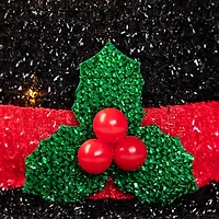 9.25'' Lighted Black Tinsel Top Hat Christmas Tree Topper  Clear Lights