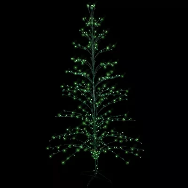9' Black Pre-Lit Artificial Cascade Twig Christmas Tree - Green Lights