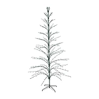 9' Black Pre-Lit Artificial Cascade Twig Christmas Tree - Green Lights