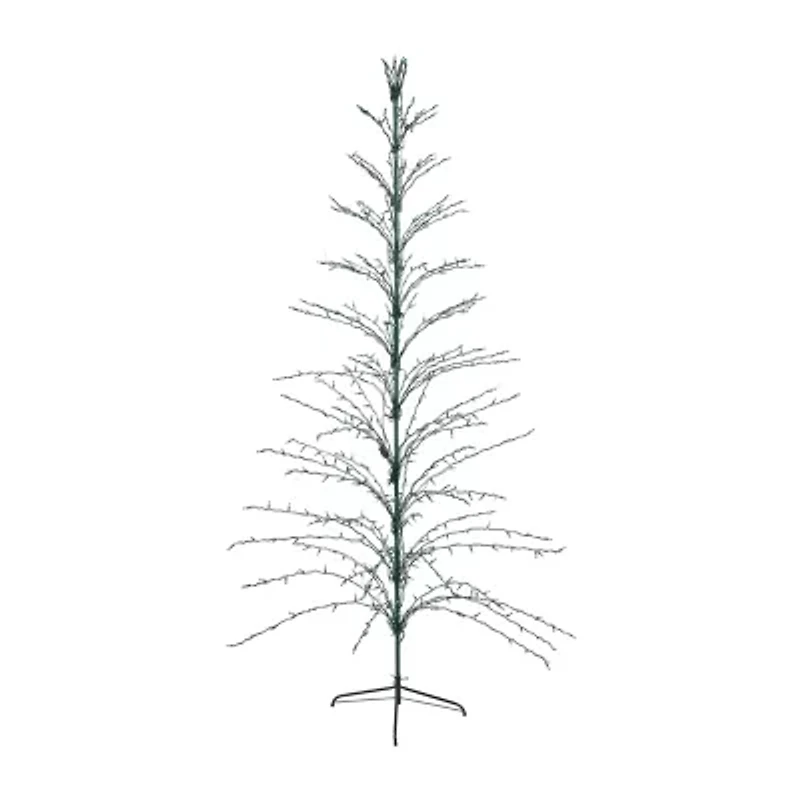 9' Black Pre-Lit Artificial Cascade Twig Christmas Tree - Green Lights