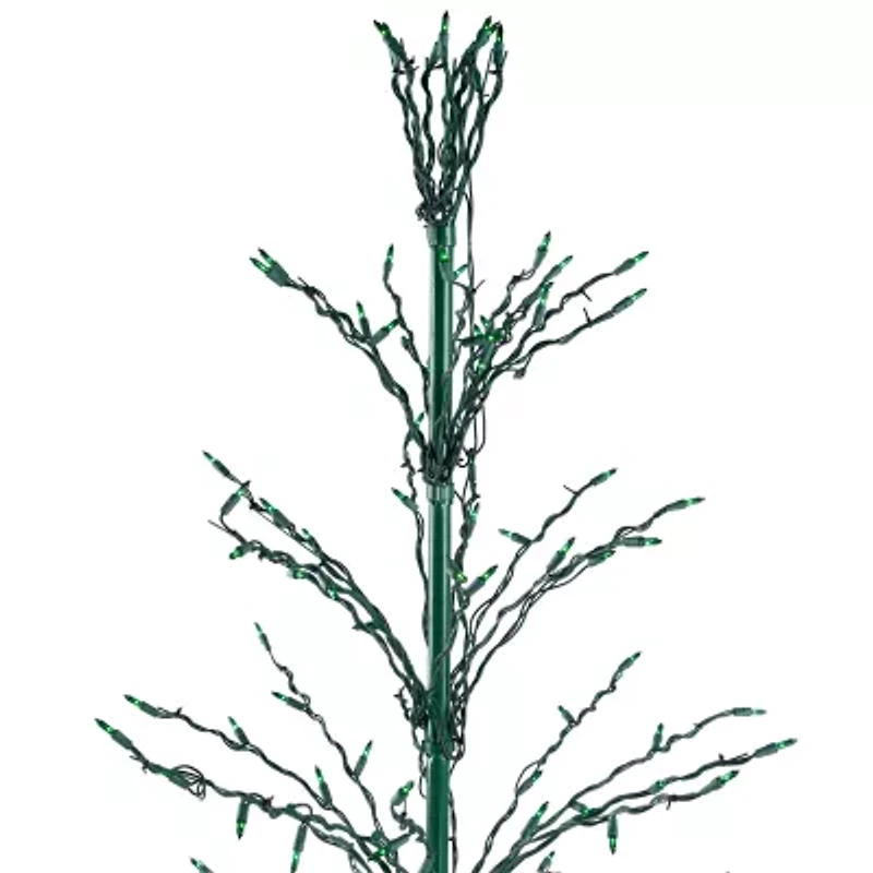 9' Black Pre-Lit Artificial Cascade Twig Christmas Tree - Green Lights