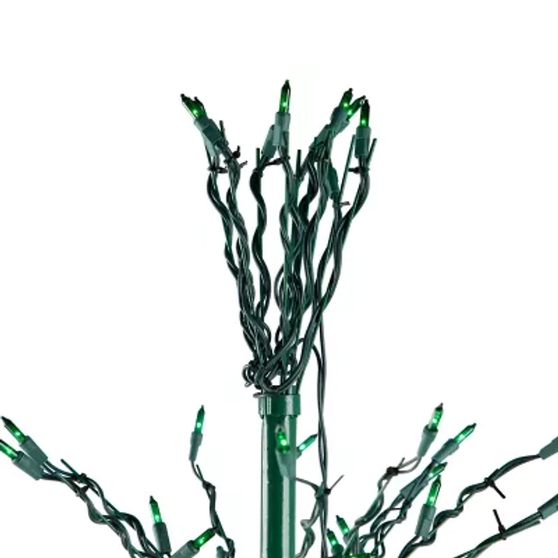 9' Black Pre-Lit Artificial Cascade Twig Christmas Tree - Green Lights