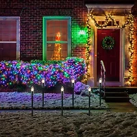 Set of 15 Clear Lighted C9 Shape Christmas Pathway Markers  Green Wire