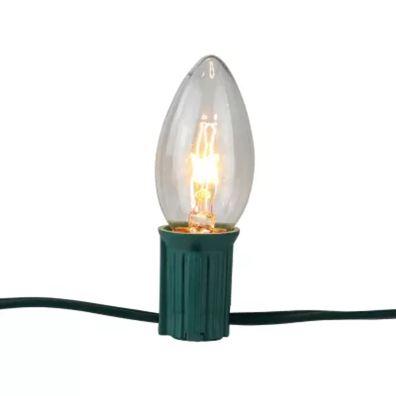 Set of 15 Clear Lighted C9 Shape Christmas Pathway Markers  Green Wire