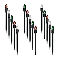 Set of 15 Lighted Red  Clear and Green C9 Christmas Pathway Marker Decor
