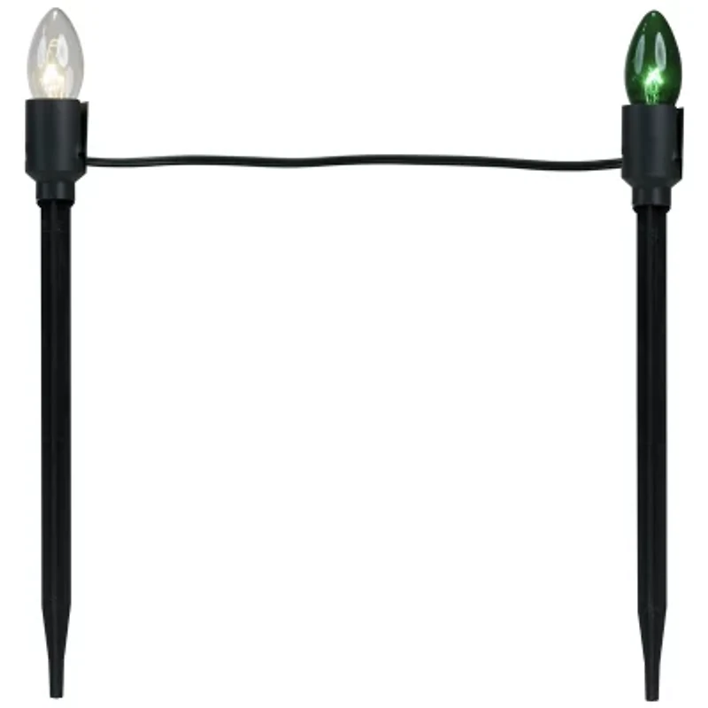 Set of 15 Lighted Red  Clear and Green C9 Christmas Pathway Marker Decor