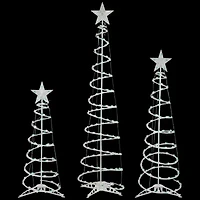 Set of 3 Green Lighted Spiral Christmas Trees  3'  4'  and 6'