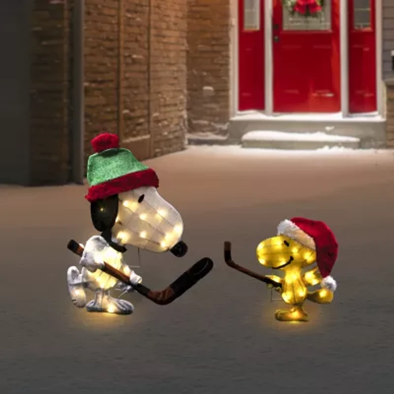 28'' Lighted Snoopy and Woodstock Play Hockey Outdoor Christmas Yard Decoration
