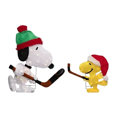 28'' Lighted Snoopy and Woodstock Play Hockey Outdoor Christmas Yard Decoration