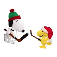 28'' Lighted Snoopy and Woodstock Play Hockey Outdoor Christmas Yard Decoration