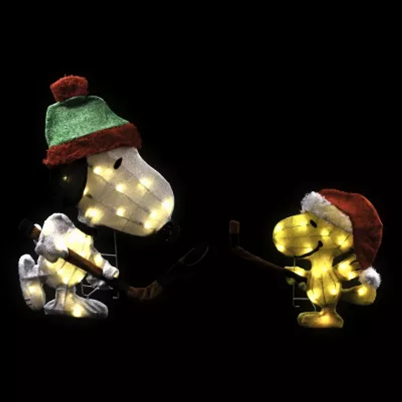 28'' Lighted Snoopy and Woodstock Play Hockey Outdoor Christmas Yard Decoration