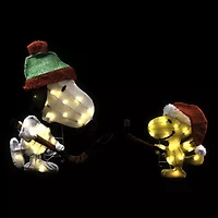 28'' Lighted Snoopy and Woodstock Play Hockey Outdoor Christmas Yard Decoration