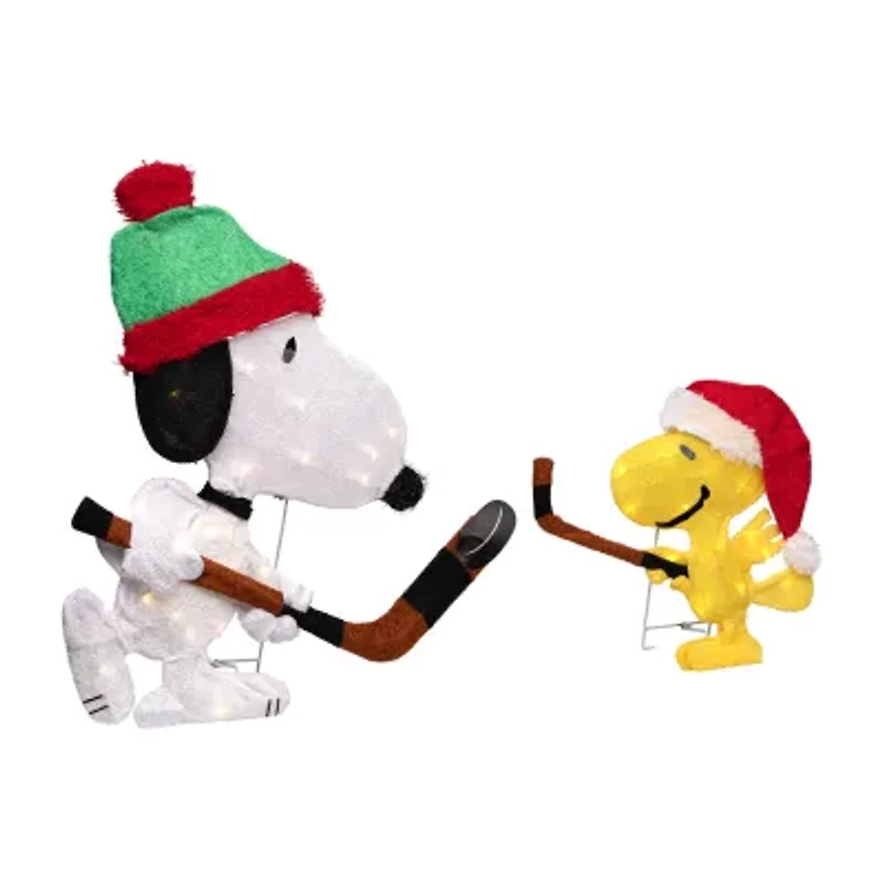 28'' Lighted Snoopy and Woodstock Play Hockey Outdoor Christmas Yard Decoration