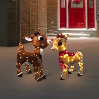 Set of 2 Lighted Rudolph and Clarice Outdoor Christmas Decorations  32"