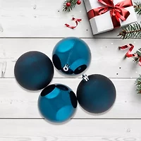 32ct Sapphire Blue Shatterproof 2-Finish Christmas Ball Ornaments 3.25'' (80mm)