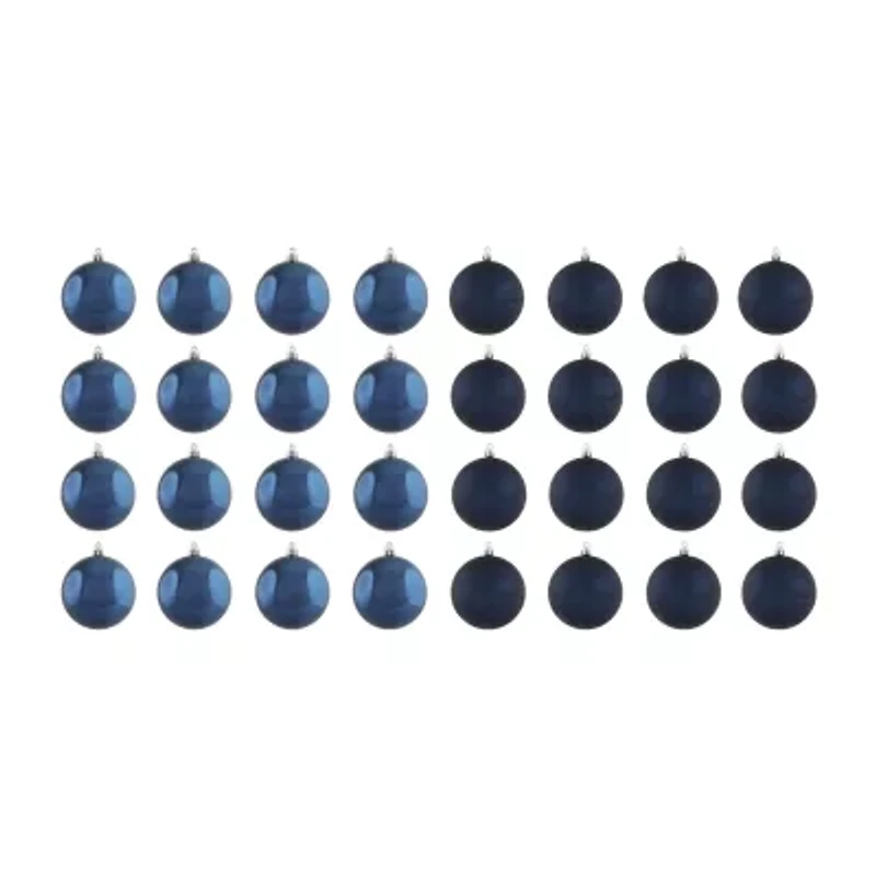 32ct Sapphire Blue Shatterproof 2-Finish Christmas Ball Ornaments 3.25'' (80mm)
