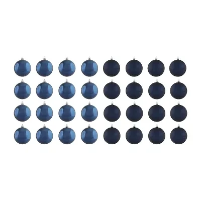 32ct Sapphire Blue Shatterproof 2-Finish Christmas Ball Ornaments 3.25'' (80mm)