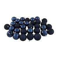 32ct Sapphire Blue Shatterproof 2-Finish Christmas Ball Ornaments 3.25'' (80mm)