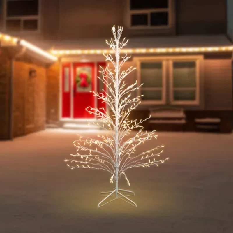 6' White Lighted Christmas Cascade Twig Tree Outdoor Decoration - Clear Lights