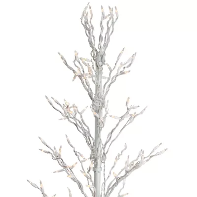 6' White Lighted Christmas Cascade Twig Tree Outdoor Decoration - Clear Lights
