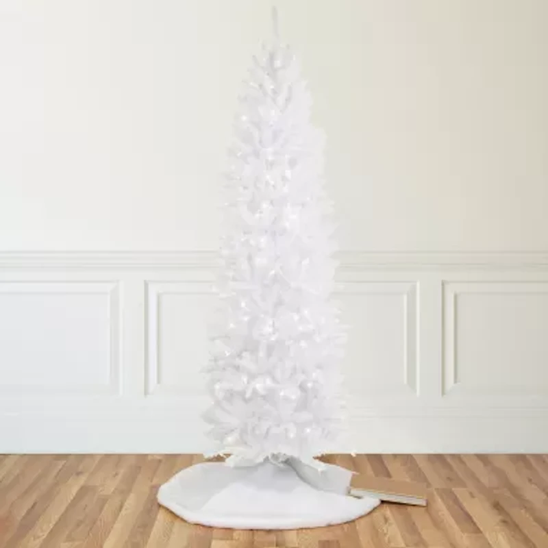 9' Pre-Lit Rapids White Pine Pencil Artificial Christmas Tree  Clear Lights