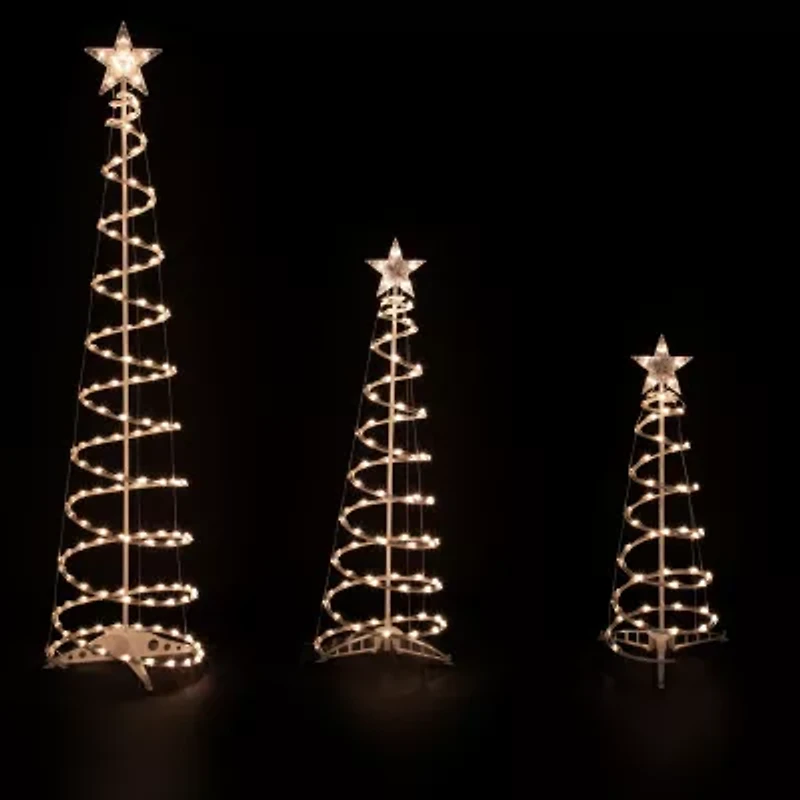 Set of 3 Clear Lighted Spiral Christmas Trees - 3'  4'  and 6'
