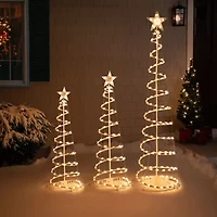 Set of 3 Clear Lighted Spiral Christmas Trees - 3'  4'  and 6'