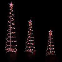 Set of 3 Lighted Multi-Color Spiral Christmas Trees - 3'  4'  and 6'