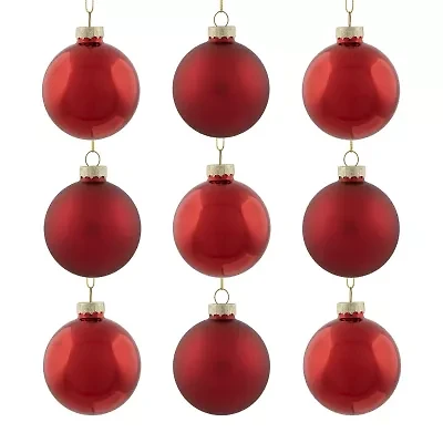 Northlight Red 2-Finish Ball 9-pc. Christmas Ornament