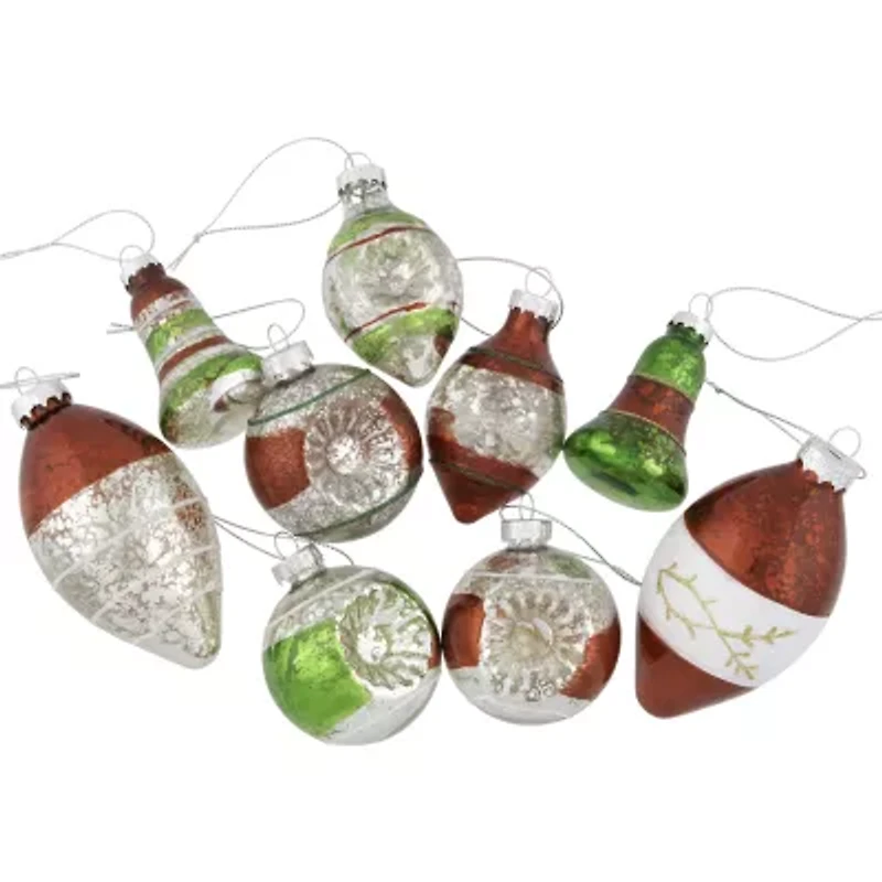 Northlight 2-Finish Finial Silver 9-pc. Christmas Ornament